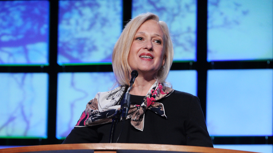 Paula Kerger, PBS President & CEO, from the stage at the PBS Annual Meeting 2014 in San Francisco, CA Keynote-2014-AM.jpg