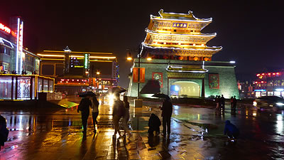 night scene in public square in Kaifeng