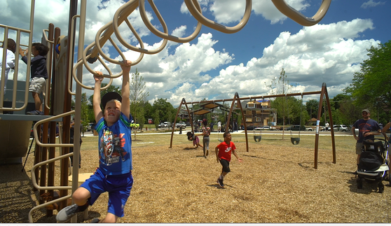 Gordon Park’s new playground during the grand re-opening 01 Gordon Park playground, June 2017.png