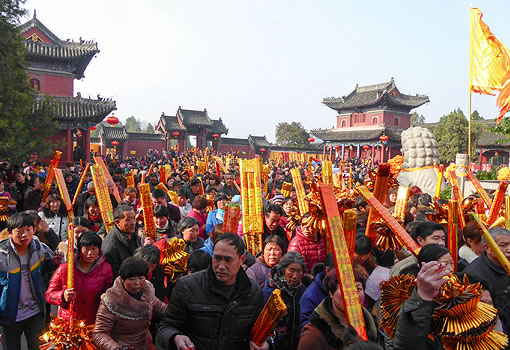 crowd of people in front of temple