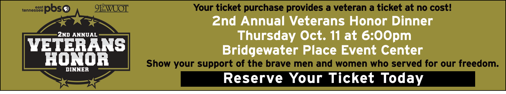 Join us for the Second Annual Veterans Honor Dinner