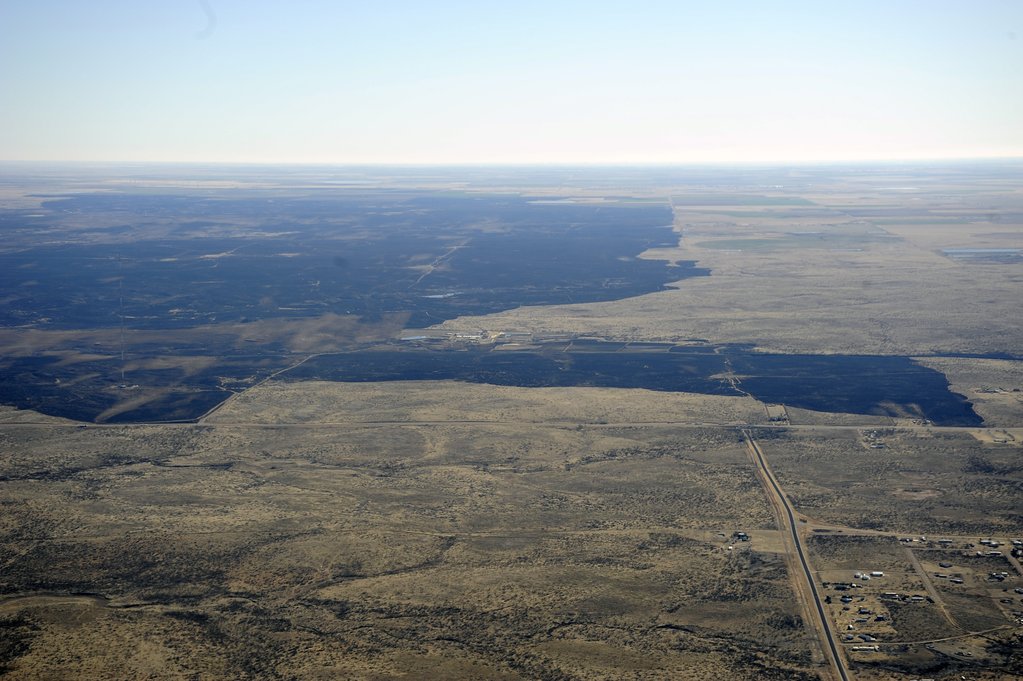 The Dumas Complex Fire, near Amarillo, began March 6; this was photographed March 7. The Dumas Complex Fire, near Amarillo, began March 6; this was photographed March 7.